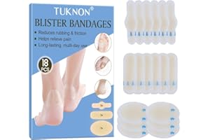 TUKNON Cerotti Vesciche, Cerotti Vesciche Piedi, Cerotti Vesciche Tallone, Cerotti Vesciche Sport, Adesivi Vesciche Per Previene Vesciche Su piedi, Dita Dei Piedi e Talloni, 18 PCS