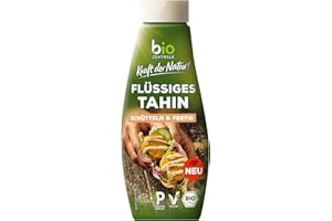 ‎BIOZENTRALE biozentrale flüssiges Tahin | 310 g | vegan & glutenfrei | in der Squeezeflasche, schütteln & fertig | Proteinquelle | Sesampaste als Topping für Bowls oder zum Verfeinern von Dips