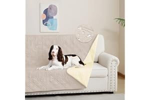 DUJUIKE 100% Housse imperméable canapé, Housse de canapé pour Chien,Housse Impermeable canape lit, avec Base antidérapante, Protection canapé Chien, Chat(Crème,173-208 cm)