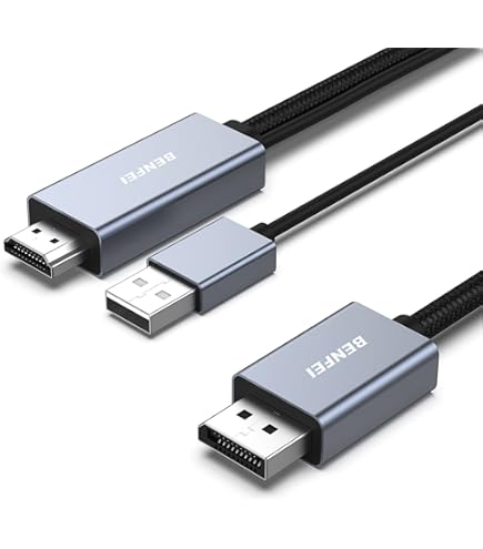 DeleyCON Adattatore HDMI &ndash; DisplayPort 4K@60Hz Con HDR, Alloggiamento In Alluminio, Alimentazione USB, Plug&amp;play Per PC E Console