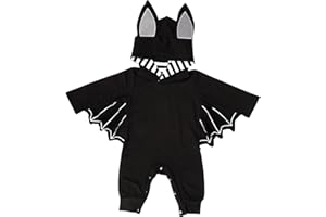 Runmeihe Vestito Halloween Neonato, Divertente Pipistrello con Cappuccio Set di Abiti con Orecchie Cappello Come Costume di Halloween Neonato 0-18 mesi