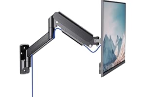 WALI Single Monitor Wall Mount for 17-32 Inch Screen, Fully Adjustable Gas Spring Monitor Arm with Tilt Swivel Rotate, Holds up to 10 kg, Arm Max Extension 49 cm, VESA 75 & 100mm (GSWM001), Black