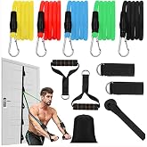 Multiflexpro 11 Par&ccedil;a Diren&ccedil; Lastiği Seti, 5 Kademeli Lateks Bant (4,6-13,6 kg), Kapı Aparatı, Tutacak ve Ayak Bilekliği, &Ccedil;an