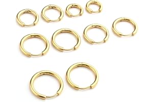 ZYSTA 5 Pairs Stainless Steel 8-16mm Closure Hoop 18G Cartilage Stud Earring Septum Cartilage Piercing Round Ear Rings