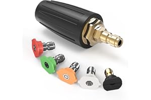 OHAYORI Turbo Nozzle for Pressure Washer, 4000PSI Rotating Spray Turbo Nozzle with 1/4" Quick Connect and 5 Tips, Pressure Washer Cleaner Gun Nozzle Accessory for Greden, Roof, Path