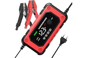INTHOOR Caricabatterie Auto e Moto 12V 6A, Automatico Caricabatterie e Mantenitore Intelligente Carica Batteria Portatile con Schermo LCD per Auto Moto Camion e AGM Gel Batterie