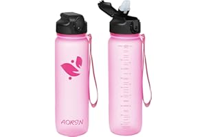 AORIN Butelka do picia ze słomką, 750 ml, butelka na napoje dla dzieci, nie zawiera BPA, z tritanu, szczelna, nadaje się do uprawiania sportu, fitnessu, biegania, jogi, jazdy na rowerze, aktywności na