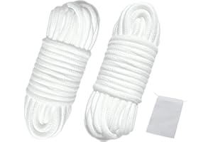 picoggo Soft Cotton Rope Multipurpose Durable Long Rope 10m Length 8mm Thick Tying Rope Macrame Cord DIY Rope (2 Pack, White+White)