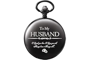 TREEWETO Orologio da tasca inciso per uomini marito a mio marito Orologi da tasca per marito per il compleanno di San Valentino matrimonio