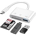 USB-C SD/TF MicroSD + USB 3.0 Card Reader, 3-in-1 Type C Memory Card Adapter for iPhone 16 Pro Max, 2022-2016 MacBook Pro 15/16, M1 M2 Mac Air/iPad Pro, for Samsung Galaxy, for Google Pixel