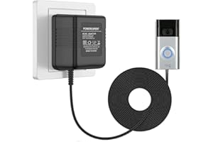Ynzeyx Adaptateur Secteur pour Sonnette Vidéo, 24V 500MA Transformateur de Sonnette de porte Compatible avec Ring Door Bell Video doorbell 2 Pro (8m/315inch Black)