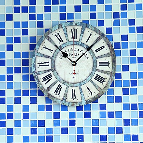 SOLEDI Wanduhr Vintage römischen Ziffer verrostet Rustikale Land Toskana Stil Holz - 4