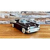 1:24 &Ouml;l&ccedil;ek 1957 Chevy Bel Air Die-Cast Metal Model Araba, A&ccedil;ılabilir Kapılı Detaylı Klasik Amerikan Otomobili, Koleksiyon ve 