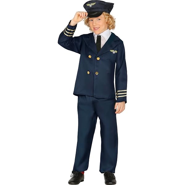 Boland Disfraz De Piloto Para Hombre 5 Piezas | Incluye Peto, Camisa, Pantalón, Corbata Y Gorra | Ideal Para Halloween, Carnaval Y Fiestas Temáticas De Aviación