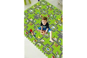BodenMax Tapis Puzzle pour Enfants Dalle amortissant | Plan de Ville | 30x30x1cm | 18 pièces