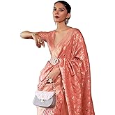SWORNOF Women's kanjivaram banarasi silk saree Zari Woven for festival Wedding silk with rich pallu Design sarees for women w