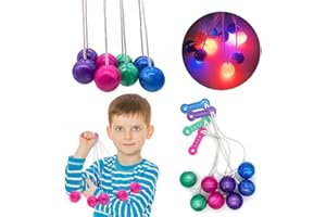 papasgix Clackers Balls Toy on A String, 1/4/6Pcs Fidget Clack Balls With Lights, Pro-Clackers Ball Children Latto Toy Hands on Abilities Fine Motor Skills for Party Favors