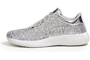 LUCKY STEP Women's Glitter Shoes Sparkly Lightweight Metallic Sequins Tennis Sneakers