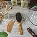 Bamboo Boar Bristle Hair Brush with Detangle Pins. Makes Hair Shiny and Silky. Comes With a Wooden Comb