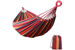 OVYUZHEN Single/Double Outdoor Garden Camping Hammock,1/2 Person Hammock Canvas Soft Swing Sleeping Portable with Carrying Bag for Patio Yard Garden Backyard Porch Travel Red