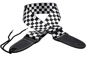 HilerPunk Gitarrengurt,verstellbare elektrische/akustische/Gitarre/Bass/Ukulele/klassische Gitarrengurte,hochwertiges PU-Leder und Polyester karierter Gitarrengurt