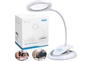 eSynic Magnifying Lamp Popular 5X 10x Magnifying Glass with Light Hand Free Magnifier Lamp USB C Rechargeable Magnifying Desk Lamp Clamp Daylight LED Magnifying Lamp with 15 LEDs for Reading Craft etc