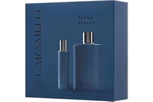 CARAMELO - Tonka Breeze Estuche Regalo 100 + 30 ml, Colonia Hombre, Pack 2, Perfume Formato Spray, Eau de Toilette Natural y Masculina, Aroma Ambarado Aromático, Fragancia Fresca, Elegante