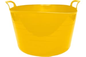 Neat. 75L Flexi Tubs - Versatile Large Garden Tubs with Handles, Handy Builders Heavy Duty, Bath & Flexi Bucket, Durable Bucket for Home & Garden (Yellow - Pack of 1)