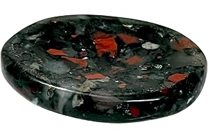 P&R:UK Opalite Crystal Worry Thumb Stone - Natural Healing, Calming, Meditation, Reiki, Stress Relief (African Blood Stone)