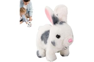 Moving Bunny fylld djur, realistisk kanin plysch | Plysch elektronisk kanin med Bell - Promenader och skakar öron fyllda kani