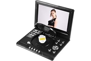 HEAYZOKI Lecteur DVD portable, écran large LCD portable rotatif 9 pouces Lecteur vidéo DVD Jeu radio FM SD USB AV CD VCD, fonction de jeu de soutien, fonction radio FM, fonction de décodage DOLBY(MOI)