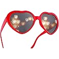 DELFINO Glases Sun Peach Heart Special Effects Sunglasses Funny Light Diffraction Eyeglasses Heart Light Glasses Magnetic Glasses Clip-on Sunglasses Plastic Frame for Night Driving