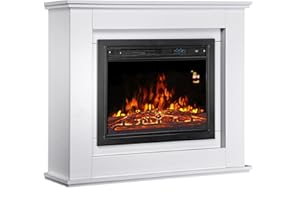 Juskys camino elettrico 1000/2000 W con riscaldamento, fuoco di camino, effetto fiamma, telecomando, illuminazione a LED e timer - Camino elettrico da terra bianco