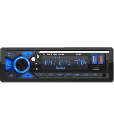 Caliber Autoradio Bluetooth 1DIN 4x100W – USB/SD/AUX/FM – Éclairage LED Personnalisable – Parfait Pour Votre Voiture !