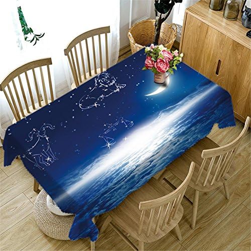 Dbtxwd Tablecloth 3D Blue Night scene Rectangular Thickened Dust-proof Kitchen Picnic Decoration Table Top Cover , o