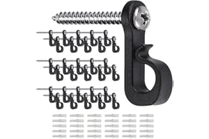SELEWARE Q Hanger Hooks for Outdoor String Lights, Christmas Light Hooks with Screw, Indoor Outdoor Light Hooks Clips for Hanging String Lights Fairy Lights Patio Light, 30 Pcs