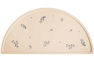 Mushie Set de Table pour Assiette | Silicone et Antidérapante | sans BPA | Accessoires pour Bébé, Jeunes Enfants Garçons et Filles | Matériel Durable & de Haute Qualité | Lilac Flowers