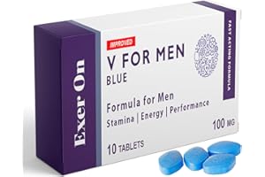 Exer On - Blue 10 Tablets for Men - 100mg Herbal Supplement for Men - Strong Effect - Mens Health Support Tablets - Performance & Enhancement - Maca, Glycine, Korean Ginseng and Zinc