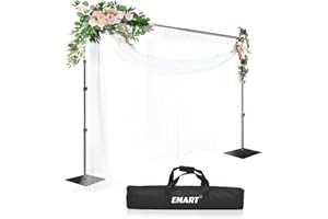 EMART Heavy Duty Backdrop Stand 10x10ft(HxW) Adjustable Background Support System Kit with Steel Base for Photography, Photo Backdrop Stand for Parties Birthday Video Studio - Black