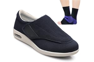 AOCASE Zapatos para Diabéticos, Pies Hinchados y Obesos - Ortopédicos Respirable para Ancianos, Hombres y Mujeres - Preventivos de Salud Extra Anchos, Dark Blue, 38 EU