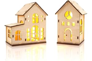 Aitsite Villaggio Natalizio 2 Pezzi, Casette Natalizie Luminose Led, Villaggio Di Natale, Decorazioni Natalizie per La Casa per Centro Tavola Natalizio, Casette Di Natale Decorazioni Natalizie