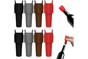 CANIPHA 8 Tapones Reutilizables para Botellas de Vino espumoso, Tapones de Silicona para Botellas de Vino con asa, Tapones de Doble Sellado para Botellas de Vino, 4 Colores, selladores para Botellas de Vino