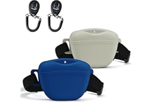 AUDWUD Version améliorée du Sac à friandises en Silicone;livré avec Une ceinture pour Un Port Pratique;Comprend également Un clicker de Dressage pour Un Dressage Facile des Chiens
