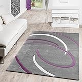 Pelo Corto Salón Alfombra Modern espirales patrón gris lila crema Liquidación, 80 x 150 cm