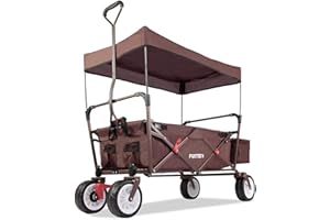 Fuxtec Bollerwagen CT350, Carro Plegable de accionamiento Manual - Transporte de niños - Playa - Cualquier Terreno, Jardin - Capota Desmontable, asa de tracción, 4 Ruedas, Bolsa Trasera y Funda