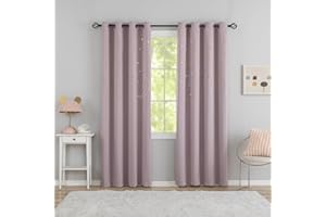 MANGATA CASA Verdunkelungsvorhänge für Kinder, mit Mond und Stern, für Schlafzimmer, Galaxie-Fenstervorhänge und Vorhänge mit Ösen für Kinderzimmer, Babyzimmer, Verdunkelungsvorhänge, 213 cm Länge, 2 Paneele