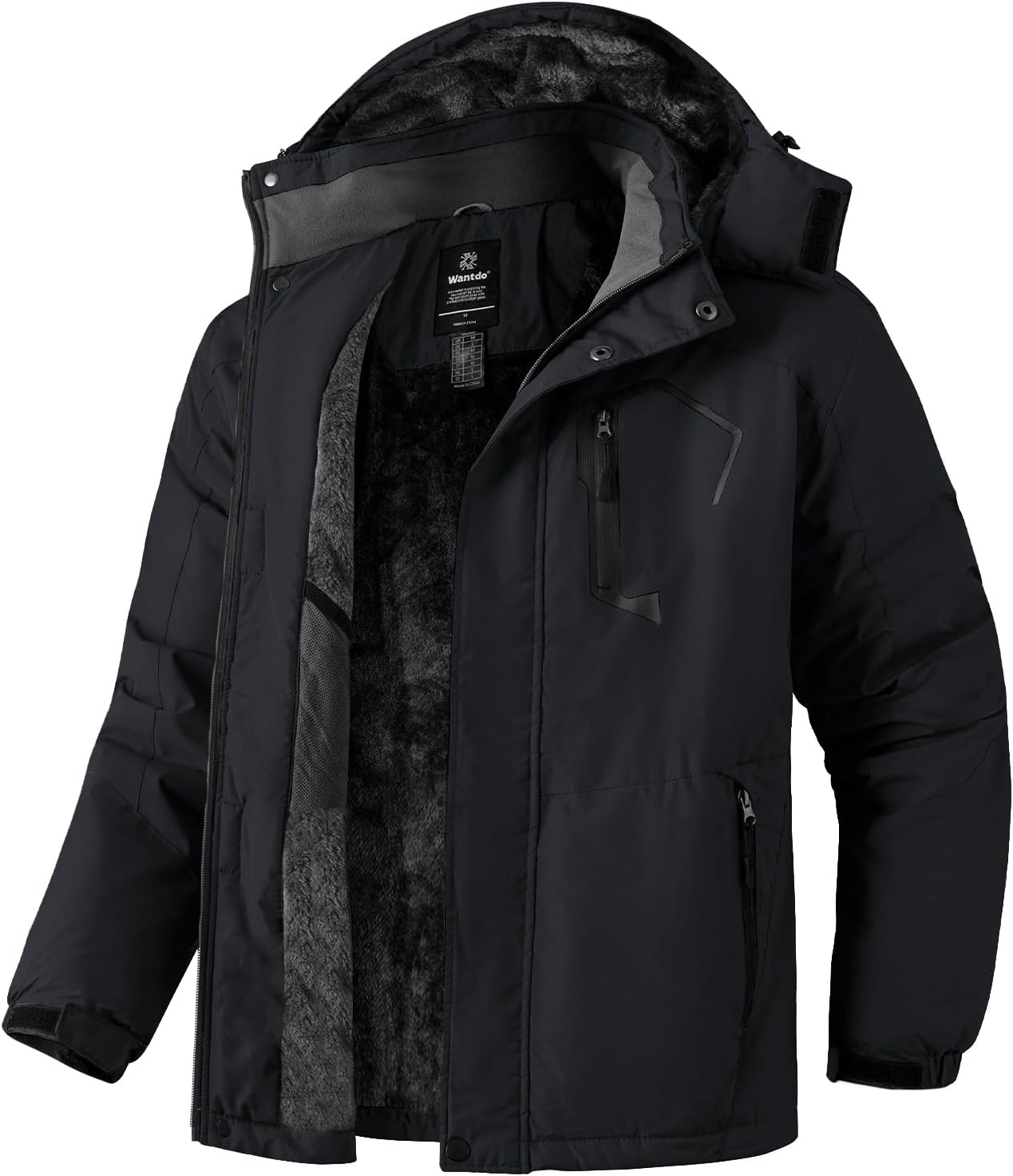 Wantdo Chaqueta de Esquí de Montaña para Hombre Abrigo de Invierno Impermeable con Capucha Cazadora de Snowboard Cálida Chaqueta al Aire Libre Antiviento Hombres