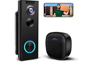 KAMEP Video Doorbell Camera Wireless with Chime, with Multi-angle Bracket, Voice Changer, No Subscription,Motion Detection,1080P HD, Night Vision, 2-Way Audio, Battery Powered, IP66, 2.4G, Works with Alexa