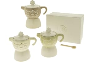 Ingrosso e Risparmio Zuccheriera in porcellana a forma di moka 3 colori assortiti con scritta, scatola inclusa - bomboniere utili matrimonio