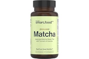 THE PRETTY SMART FOOD CO Green Tea Extract Capsules - Organic Matcha Green Tea Tablets - Boosted with Turmeric, Acerola Cherry & Black Pepper - 1360MG Complex - Green Tea Supplement - 60 Capsules - UK Made